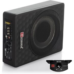 H YANKA SODA-10ASW 480W 10 Inch Compact Underseat Car Subwoofer with Built-in Amp, Slim Powered Subwoofer for Car/Truck/Jeep Audio