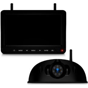 Fookoo HD 4 Cameras Wireless RV Backup System for Furrion Pre-Wired RV Truck Trailer, 7" Split-Screen Monitor, 2 Rear View + 2 Side Cameras, IR Night Vision Recording Waterproof Compatible - DW7Y504