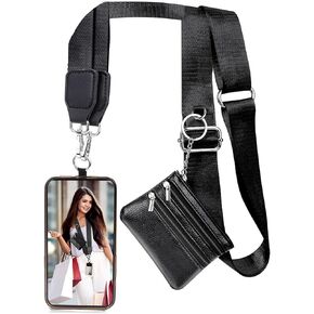 XANGNIER Clip and Go Strap for Phone with Wallet Crossbody, Phone Strap with Zippered Wallet, Adjustable Anti Theft Cellphone Lanyard for Women, Cellphone Chain Accessories Green