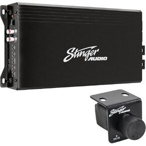 STINGER Audio MT20001 Monoblock 2000 Watt RMS Car Audio Subwoofer Amplifier with Remote Subwoofer Level Control Bass Knob, Class D, Hexfet Mosfet, Subsonic Filter, Low-Pass Filter, Bass Boost Q