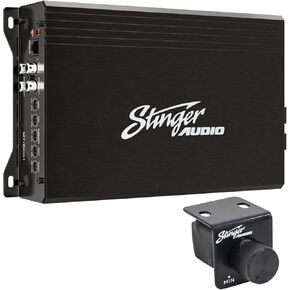STINGER Audio MT15001 Monoblock 1500 Watt RMS Car Audio Subwoofer Amplifier with Remote Subwoofer Level Control Bass Knob, Class D, Hexfet Mosfet, Subsonic Filter, Low-Pass Filter, Bass Boost Q