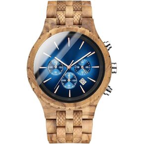 WASTIME Wooden Watch for Men Women, Stylish Chronograph Military Casual Calendar Wood Watches in Kuwait