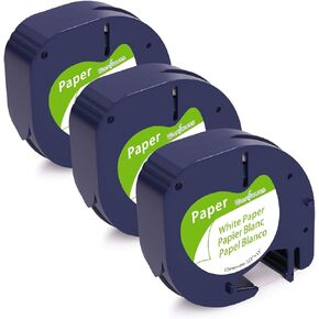 Wonfoucs 3-Pack Paper White Tape Replacement for Dymo Label Maker Refills, Compatible with Dymo Letratag Refills 1/2 x 13 for LetraTag LT-100T LT-100H Plus 200B XR XM