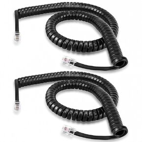2 Pack Phone Cord for Landline, 12Ft Uncoiled Telephone Cord, Telephone Cords for Landline Phones, Handset Cord Universally Compatible, Black