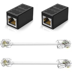 Telephone Line RJ45 to RJ11 Adapter, Telephone Jack to Ethernet Cable Adapter, RJ45 Female to RJ11 Male for Fixed Telephone Services(2 Pack)