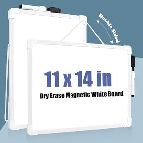 SUNEE Small Dry Erase Board with Hanging, 12x16 Magnetic White Board with Marker, Double-Sided Dry Erase Whiteboard for Students - Planning, Drawing, Memo, to Do List