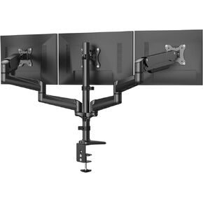 HUANUO Triple Monitor Mount for 17 to 32 inch Screens, Gas Springs Adjustment Triple Monitor Stand with Swivel, Tilt, Rotation, Clamp & Grommet Kit (Black)