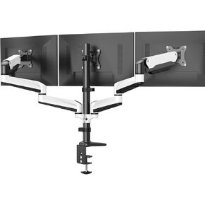 HUANUO Triple Monitor Mount for 17 to 32 inch Screens, Gas Springs Adjustment Triple Monitor Stand with Swivel, Tilt, Rotation, Clamp & Grommet Kit (Black)
