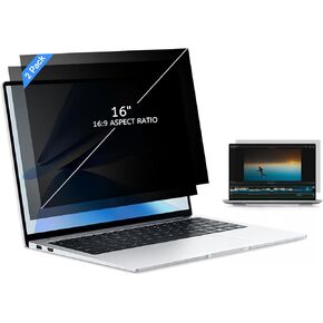 MOBDIK 16 Inch Laptop Privacy Screen for 16:9 Aspect Ratio, Anti Glare & Blue Light Filter Protector, 16 Inch Removable Security Shield 2 Pack