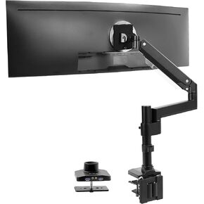 VIVO Premium Aluminum Heavy Duty Monitor Arm for Ultrawide Screens up to 49 inches and 33 lbs, Single Wall Mount, Pneumatic Height, Max VESA 100x100, Black, STAND-V101G1