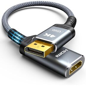 Highwings 4K Display Port to HDMI Adapter, Uni-Directional DP 1.2 Computer to HDMI 2.0 Screen, Display Port to HDMI Adapter (Male to Female), SR Anti-Break, No Latch, for Dell HP AMD NVIDIA, Passive