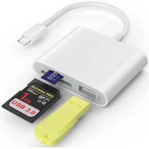 USB C SD Card Reader, USB 3.0 High Speed to SD/TF Card Adapter for iPhone 15/16 Pro Max Memory Card Reader with SD MicroSD USB 3 Port for Mac/iPad Pro/MacBook Pro/Air Android Phone Tablet