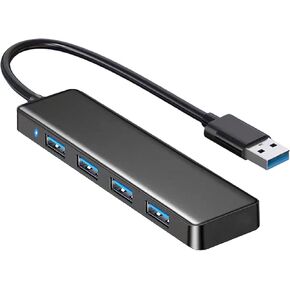 محور USB 3.0، VIENON 4-Port USB Hub USB Splitter USB Expander لأجهزة الكمبيوتر المحمول، Xbox، محرك فلاش، HDD، وحدة التحكم، الطابعة، الكاميرا، لوحة المفاتيح، الماوس