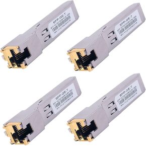 4PCS 1000BASE-T Gigabit SFP to RJ45 Copper Ethernet Modular Transceiver for Cisco,Meraki,Ubiquiti,D/TP Link,Supermicro,Netgear,Broadcom, 1.25G SFP-T CAT5E/CAT6 up to 100m Mikrotik S-RJ01