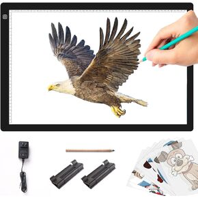 A4 Ultra-thin Portable LED Light Box Tracer with 4 Magnets, Type C USB Power Cable Stepless Dimmable Brightness Tracing Light Pad for Weeding Vinyl Tattoo Drawing X-ray Viewing Diamond Painting