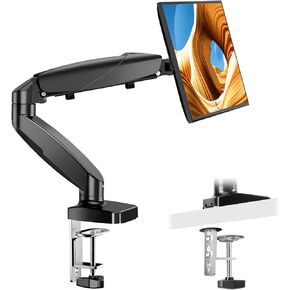 Sweetcrispy Dual Monitor Stand Arm, Gas Spring 2 Monitor Desk Mount Adjustable Height Swivel VESA Bracket with Clamp and Grommet Base Fits 13-32 inch Computer Screen, Hold 17.6lb