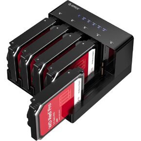 ORICO 5-Bay Hard Drive Docking Station with Offline Cloning - SATA to USB 3.0 HDD Dock for 3.5" Drives, Expandable Storage up to 90TB, Includes 12V/6.5A Power Adapter, Black (6558US3-C)