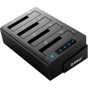 ORICO 4 Bay External Hard Drive Docking Station USB 3.2 Gen 1 to SATA I/II/III for 2.5''/3.5'' HDD SSD with Hard Drive Duplicator/Cloner Function Support UASP [4 x 20TB]-6648US3
