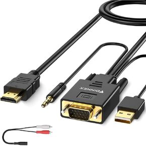 كابل FOINNEX VGA إلى HDMI مع صوت، كابل محول VGA إلى HDMI 1080P VGA كمبيوتر/كمبيوتر محمول إلى شاشة HDMI/تلفزيون، سلك محول VGA ذكر إلى HDMI ذكر لجهاز عرض الكمبيوتر المحمول المكتبي لمراقبة HDTV، 6 أقدام in Kuwait