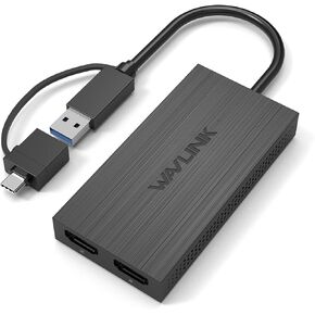 WAVLINK USB C or USB 3.0 to Dual HDMI Adapter, 4K and 1080p External Video Display, Compatible with M1/M2 MacBook, Windows, ChromeOS, Android 7.1+, NOT Support Linux, iPad OS