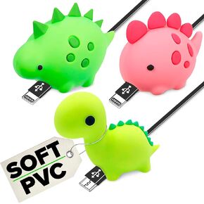 Phone Charger Protector for Cord – Set of 3, Cute Animal-Shaped USB Cable Protectors, Durable Cord Savers for Charging Cables