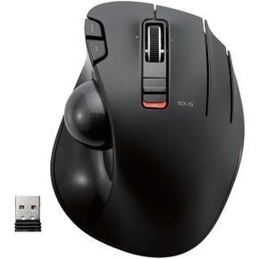 ELECOM EX-G Trackball Mouse, 2.4GHz USB Wireless, Ergonomic Design, Thumb Control, Smooth Roller Ball, Optical Tracking, 6 Programmable Buttons, Tilt Scroll, Computer Mice for Laptop PC, Windows & Mac