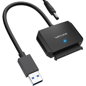 WAVLINK SATA to USB Type-C Hard Drive Cable, 5Gbps USB C to Sata Cable Support UASP, External Hard Drive SATAI/II/III Connector 2.5" SSD/HDD and 3.5" HDD up to 20TB, Power Adapter Included in Saudi Arabia