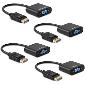 Display Port to VGA Adapter,4 Pack Gold-Plated DisplayPort DP to VGA Converter (Male to Female) for Computer, Desktop, Laptop, PC, Monitor, Projector, HDTV