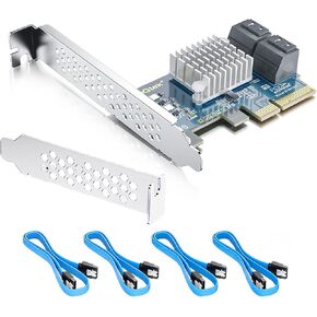 10Gtek 6-Port SATA 3.0 PCIe Expansion Card, 6Gbps Controller with 6 Cables | Add 6X HDD/SSD to Desktop PC, ASM1166 Chip, Plug & Play, No RAID in Kuwait