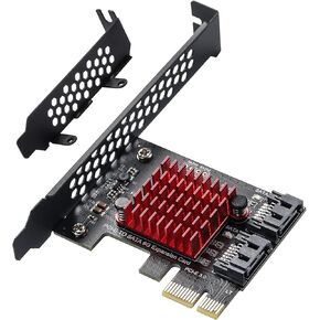 PCIe SATA Card 6 Ports, with 6 SATA Cables and Low Profile Bracket, 6 Gbps 1X SATA 3.0 PCIe Card,Support 6 SATA 3.0 Devices（ASM1166 Chip）