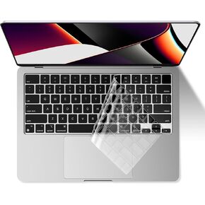 غطاء حماية فائق النحافة للوحة المفاتيح EooCoo Premium متوافق مع 2024-2021 MacBook Pro 14 بوصة 16 بوصة M4 M3 M2 M1 Pro Max Chip، MacBook Air 15 بوصة 13.6 بوصة M3 M2 رقاقة، شفاف