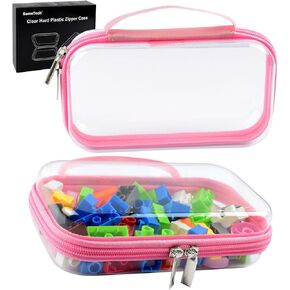 SameTech Hard Pouch, 2pcs Clear Hard Shell Zipper Case, Clear Plastic Storage Box Containers Small Toiletry Bag for Small Items, Toys, Building Blocks, Puzzles, Cosmetics & Stationery