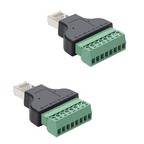 2Pcs RJ45 Male to 8 Pins Screw Terminal Block Adapter for Cat5 Cat6 Cat7 Ethernet Extender CCTV Digital Internet,RJ45 Male Plug to 8pins Terminal Ethernet Connector