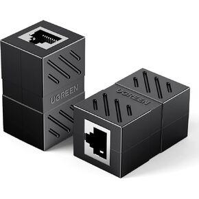 UGREEN RJ45 Coupler 2 Pack, Ethernet Extender 1000Mbps in Line Coupler Cat7 Cat6 Cat5e Cable Connector Ethernet Adapter Female to Female Black