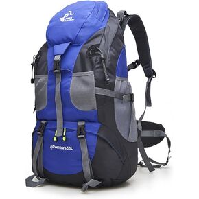 Bseash 50L Hiking Backpack, Water Resistant Lightweight Outdoor Sport Daypack Travel Bag for Camping Climbing Skiing Cycling (Black - No Shoe Compartment)