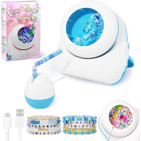 Pskfvre Electric Bead Spinner Cordless Clay Bead Spinner Rechargeable Sturdy Eye Beading Needle, Automatic Bead Spinner with Pony Beads for Bracelet Jewelry Necklaces Making, Gift Ideas for Girls in Kuwait