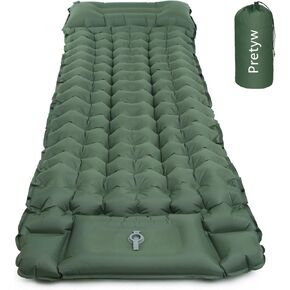 Double Sleeping Pad for Camping, Ultralight Camping Mattress with Pillow, Built-in Foot Pump, Thick Self-Inflatable 2-Person Portable Camping Mat for Backpacking Hiking Car Traveling Beach