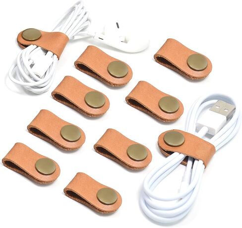 CAILLU Leather Cord Organizer,Cable Ties for Earbuds,Cord Keeper for Travel | Cable Organizer for Earbuds,Headphone Wrap,Button Snap Closure for USB Cord Holder,Desk,Pocket,Stocking Stuffers for Men Gift in Saudi Arabia