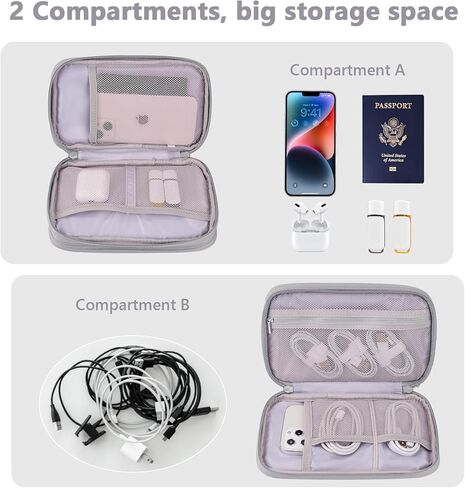 DDgro Electronics Travel Organizer, Tech Accessories Pouch Bag for Cables/Charger & Cords/Power Bank/Magic Mouse/Earphone (Small, Black) in Kuwait