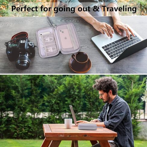 DDgro Electronics Travel Organizer, Tech Accessories Pouch Bag for Cables/Charger & Cords/Power Bank/Magic Mouse/Earphone (Small, Black) in Kuwait