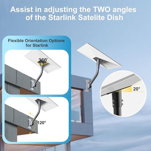 Gen 3 Mount for Starlink, Adjustable Mounting Kit Compatible with V3 Starlink Standard Dish, Wall Mount/Roof Mount for Starlink Internet Kit Satellite 【Include Gen 3 Pipe Adapter for Starlink】 in Saudi Arabia