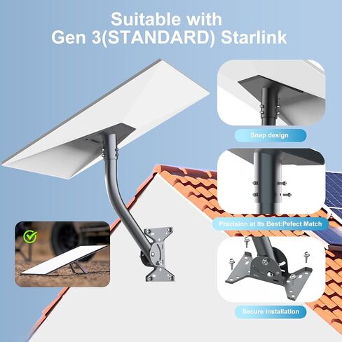 Gen 3 Mount for Starlink, Adjustable Mounting Kit Compatible with V3 Starlink Standard Dish, Wall Mount/Roof Mount for Starlink Internet Kit Satellite 【Include Gen 3 Pipe Adapter for Starlink】 in Saudi Arabia