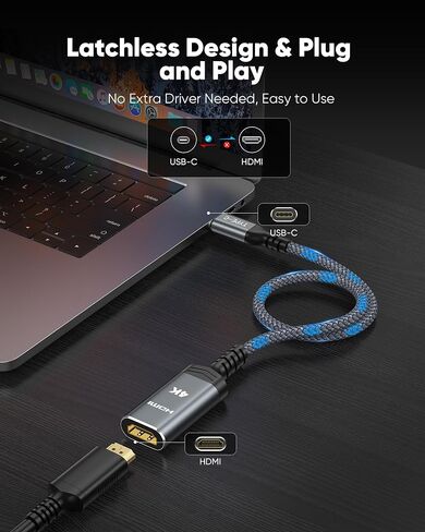 Highwings USB C to HDMI Adapter 4K@60Hz, [High Speed, Thunderbolt 3/4] USB Type C to HDMI Adapter Groundbreaking Performance, Compatible for iPhone 15 Pro/Max, MacBook Pro/Air, iPad, iMac and More in Kuwait