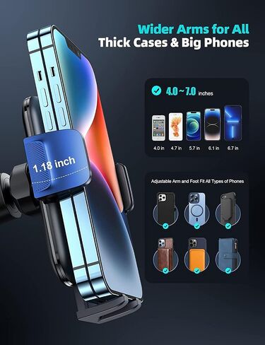 Lamicall 2024 Wider Clamp & Metal Hook Car Phone Holder Vent [Thick Cases Friendly] Phone Holders for Your Car Mount Automobile Hands Free Cradle Air Vent for iPhone 16 15 14 13 Pro Max Smartphone in Saudi Arabia