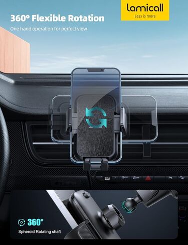 Lamicall 2024 Wider Clamp & Metal Hook Car Phone Holder Vent [Thick Cases Friendly] Phone Holders for Your Car Mount Automobile Hands Free Cradle Air Vent for iPhone 16 15 14 13 Pro Max Smartphone in Saudi Arabia