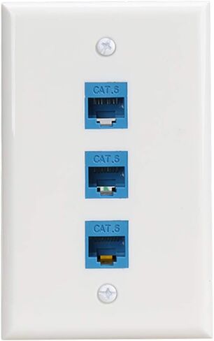 Ethernet Wall Plate 4 Port, Cat 6 Ethernet Wall Outlet Female-Female, Compatible with Cat7/6/6e/5/5e RJ45 Jack Keystone Inline Coupler Wallplate Devices - Ethernet Plug In Wall Outlet - Blue in Kuwait