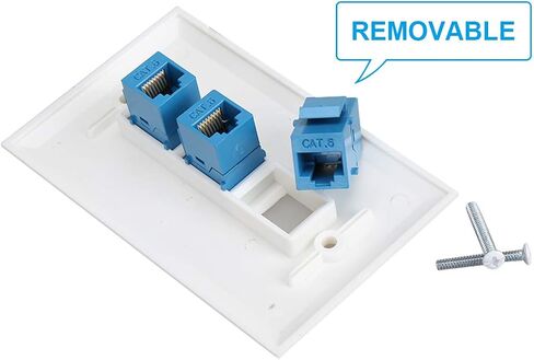 Ethernet Wall Plate 4 Port, Cat 6 Ethernet Wall Outlet Female-Female, Compatible with Cat7/6/6e/5/5e RJ45 Jack Keystone Inline Coupler Wallplate Devices - Ethernet Plug In Wall Outlet - Blue in Kuwait