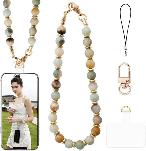 Beaded Phone Charm Strap Phone Wrist Strap Handmade Cellphone Lanyard with Tether Tab Wristlet Bracelet Phone Chain Strap in Saudi Arabia