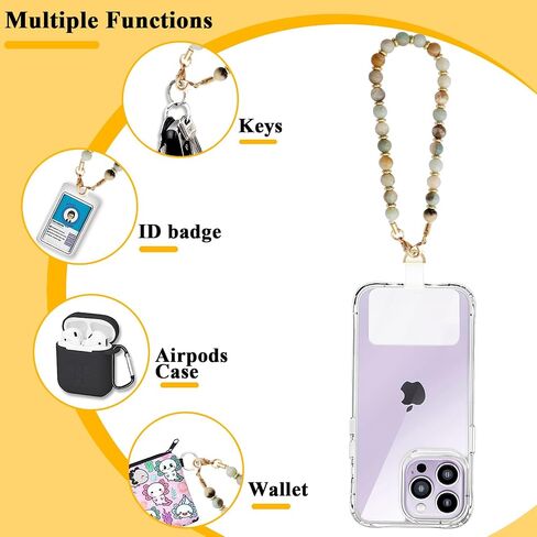 Beaded Phone Charm Strap Phone Wrist Strap Handmade Cellphone Lanyard with Tether Tab Wristlet Bracelet Phone Chain Strap in Saudi Arabia