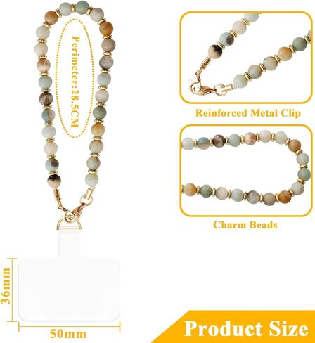 Beaded Phone Charm Strap Phone Wrist Strap Handmade Cellphone Lanyard with Tether Tab Wristlet Bracelet Phone Chain Strap in Saudi Arabia